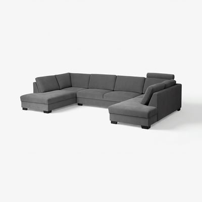 SÖRVALLEN Sofa, U-Form/5-sitzig, ohne Abschlüsse/Tallmyra mittelgrau
