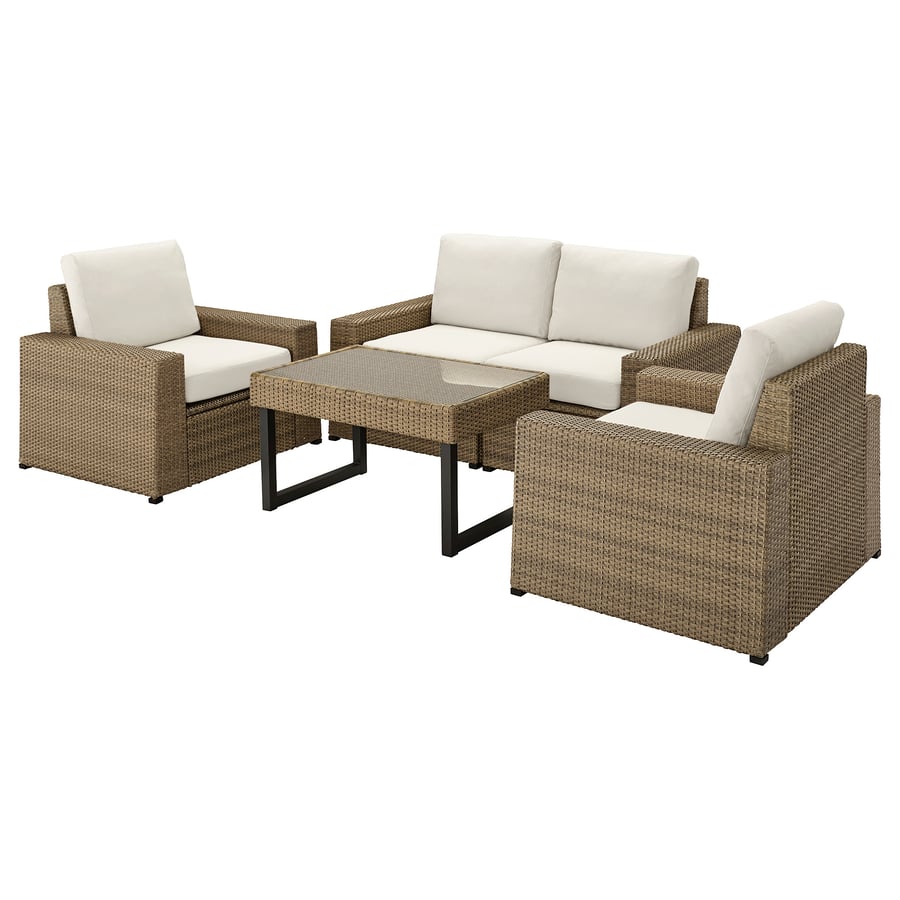 SOLLERÖN 4er-Sitzgruppe/außen - braun/Frösön/Duvholmen beige - IKEA Schweiz