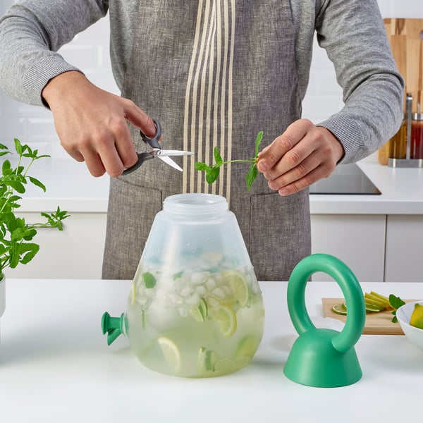 SOMMARFLOX Gefäss mit Zapfhahn, transparent/leuchtend grün, 4 l IKEA