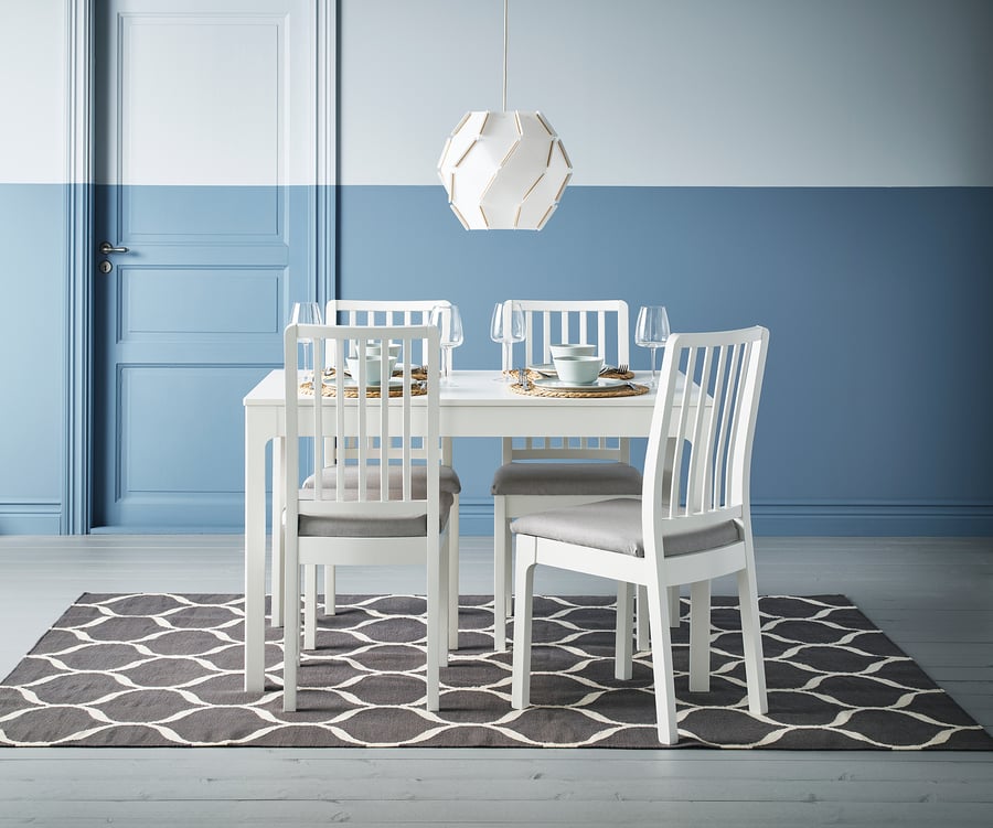 STOCKHOLM 2017 Teppich flach gewebt, Handarbeit/Netzmuster grau