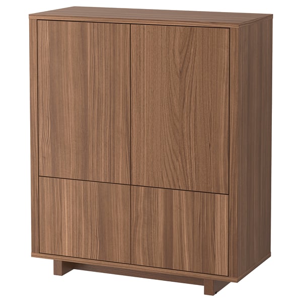 STOCKHOLM Schrank mit 2 Schubladen, Nussbaumfurnier, 90x107 cm