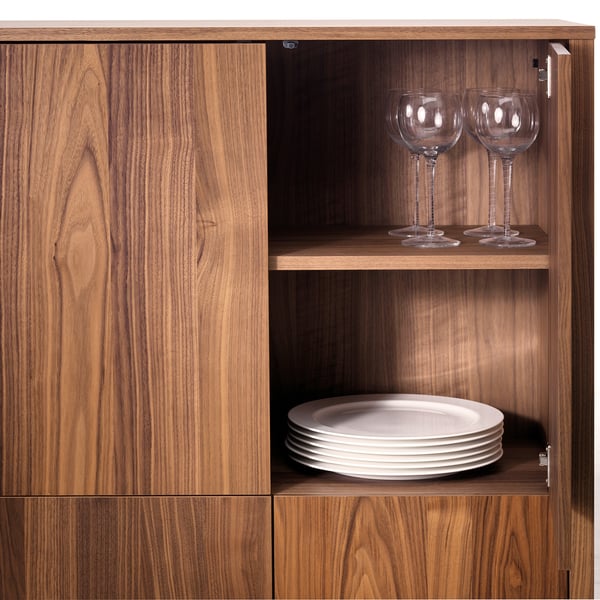 STOCKHOLM Schrank mit 2 Schubladen, Nussbaumfurnier, 90x107 cm