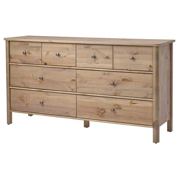 STOREMOLLA Kommode mit 8 Schubladen, graubraun lasiert, 171x50x91 cm