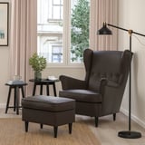 STRANDMON Sessel und Hocker, Grann/Bomstad dunkelbraun