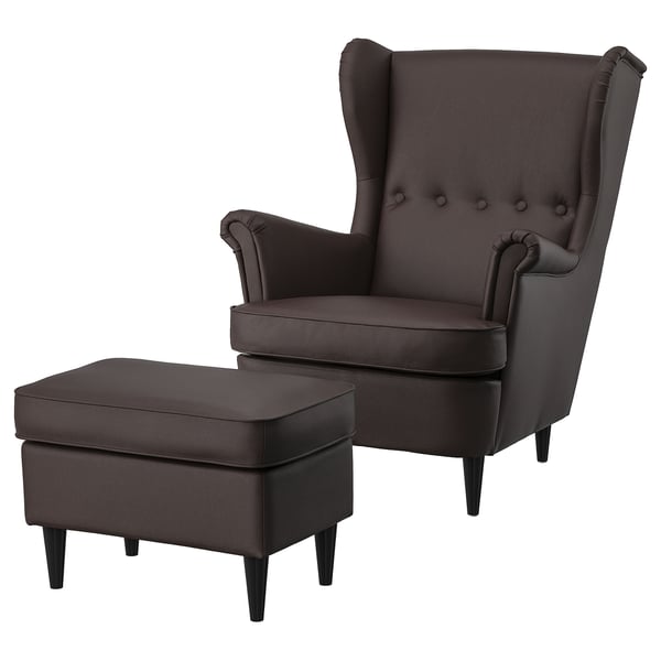 STRANDMON Sessel und Hocker, Grann/Bomstad dunkelbraun