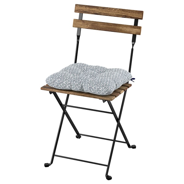 TÄRNÖ Stuhl/außen, faltbar schwarz/hellbraun lasiert/Klösan blau
