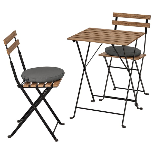 TÄRNÖ Tisch+2 Stühle/außen, schwarz/hellbraun lasiert/Frösön/Duvholmen dunkelgrau