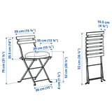TÄRNÖ Tisch+2 Stühle/außen, schwarz/hellbraun lasiert/Klösan blau