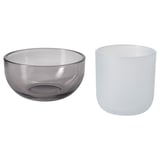 TALLTITA Teelichthalter 2er-Set, grau/Frostglas