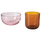 TALLTITA Teelichthalter 2er-Set, rosa/braun