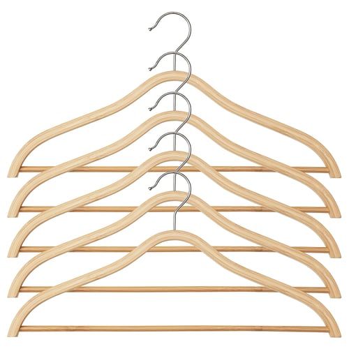 TJENARE Kleiderbügel, gebogen, Bambus, 5 Stück - IKEA Schweiz