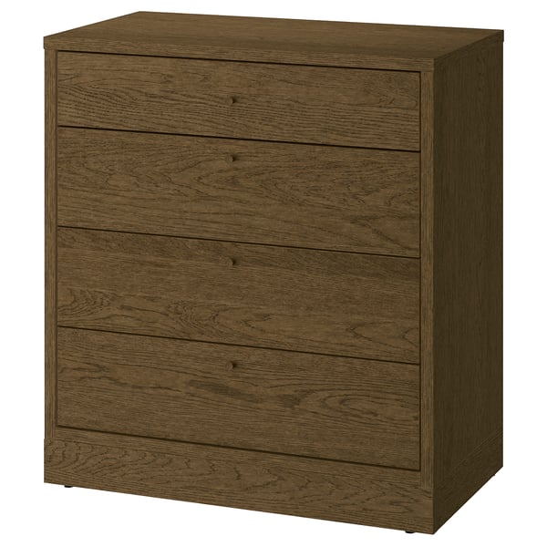 TONSTAD Kommode mit 4 Schubladen, braun gebeiztes Eichenfurnier, 82x47x90 cm