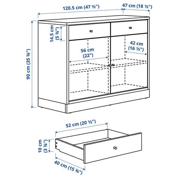 TONSTAD Sideboard, braun gebeiztes Eichenfurnier, 121x47x90 cm