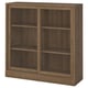Option: TONSTAD Vitrine mit Schiebetüren, braun gebeiztes Eichenfurnier, 121x37x120 cm