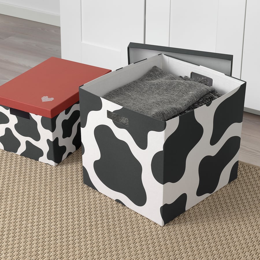 TOSSDAN Box mit Deckel 2erSet, weiss/schwarz/rot IKEA Schweiz