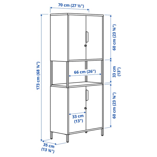 TROTTEN Schrank mit Türen, weiß, 70x35x173 cm