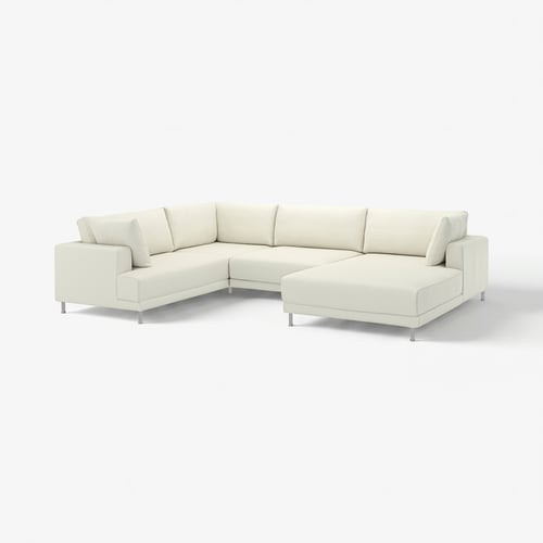 UPPÅKRA 4,5er-Sofa, U-Form, mit Récamiere rechts/Axvall elfenbeinweiß