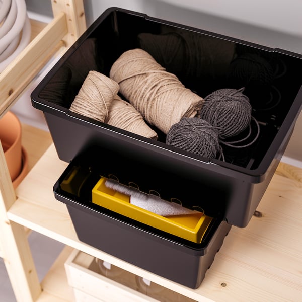 UPPSNOFSAD Box, schwarz, 35x25x14 cm/9 l