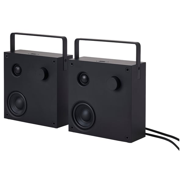 VAPPEBY Bluetooth-Lautsprecher, schwarz/2er-Set Gen. 3, 20x20 cm