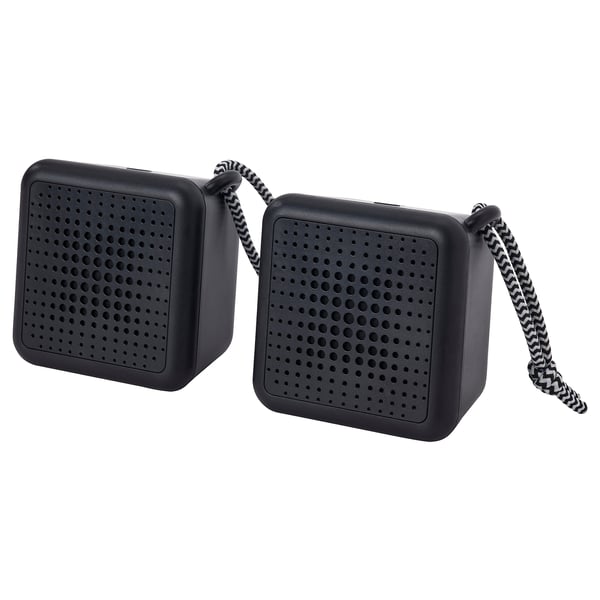 VAPPEBY Bluetooth-Lautsprecher, schwarz/2er-Set wasserdicht