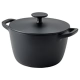 VARDAGEN Topf mit Deckel, emailliertes Gusseisen mattiert/schwarz, 3 l