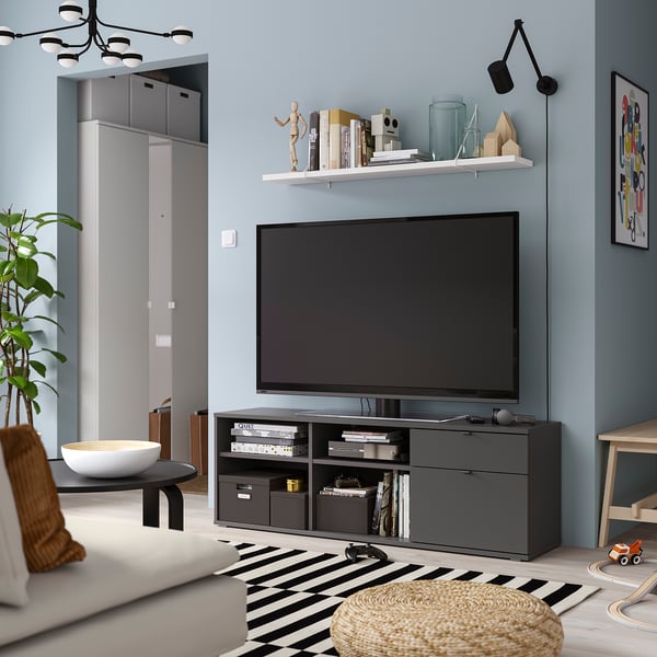 VIHALS TV-Bank, dunkelgrau, 146x37x50 cm