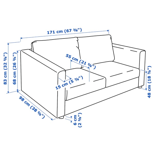 VIMLE 2er-Sofa, Hillared anthrazit