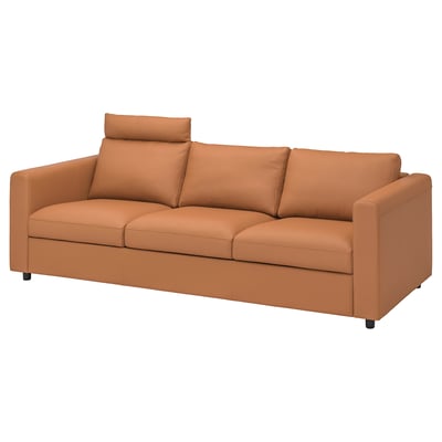 VIMLE 3er-Sofa, mit Nackenkissen/Grann/Bomstad goldbraun