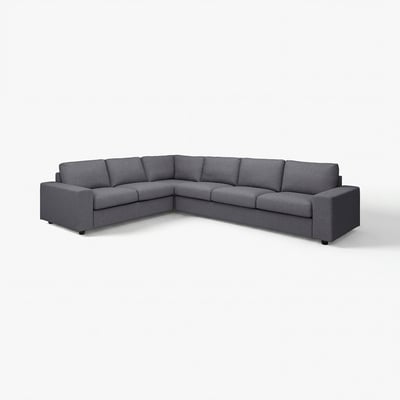 VIMLE Bezug für Ecksofa 5-sitzig, mit breiten Armlehnen/Gunnared mittelgrau