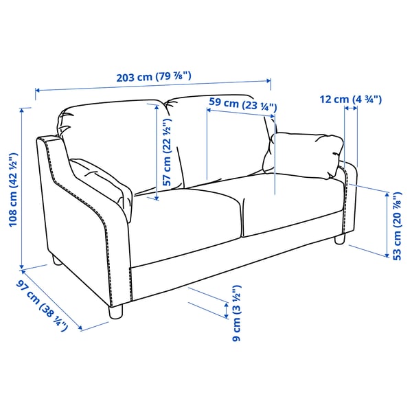 VINLIDEN 3er-Sofa, Hakebo dunkelgrau