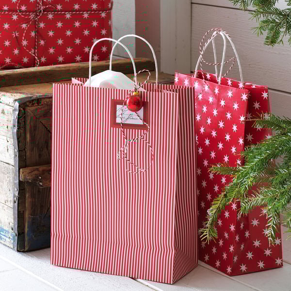 VINTER 2020 Geschenktüte - Sterne/Streifen rot/weiß - IKEA Schweiz