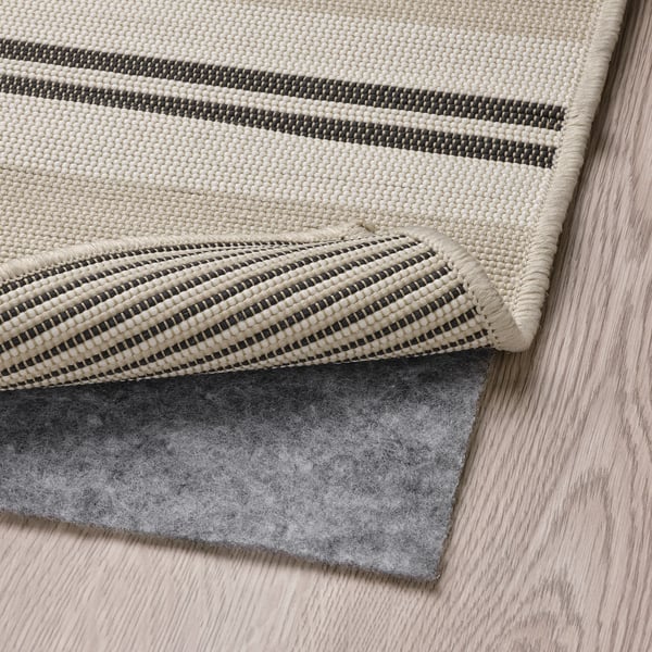 VIRKLUND Teppich flach gewebt, drinnen/drau, weiß/beige/dunkelgrau, 80x150 cm
