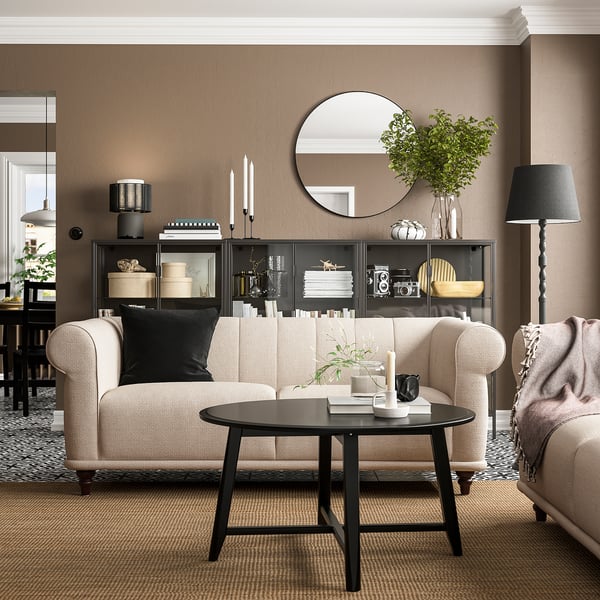 VISKAFORS 2er-Sofa, Lejde hellbeige/braun
