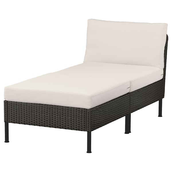 VITTSKÄR Récamierenelement, für draußen Kunststoffrattan dunkelgrau/Frösön/Duvholmen beige