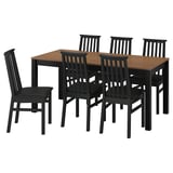 ÅLHULT / ÅLHULT Table and 6 chairs, black/brown/Bomstad black black, 170/220x80 cm
