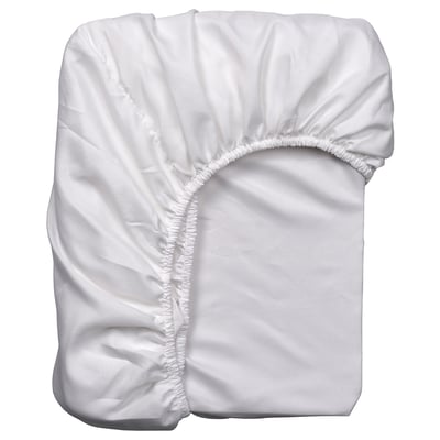 BÄRGLIM Fitted sheet, white, 140x200 cm