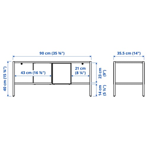 Illustration with measurements for the product: BAGGEBO.