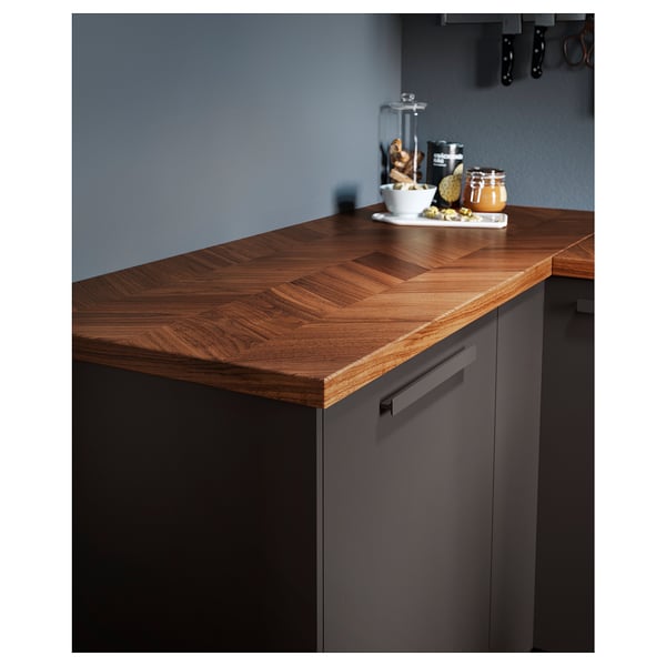 BARKABODA Custom made worktop, walnut/veneer, 63.6-125x3.8 cm