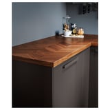 BARKABODA Custom made worktop, walnut/veneer, 63.6-125x3.8 cm