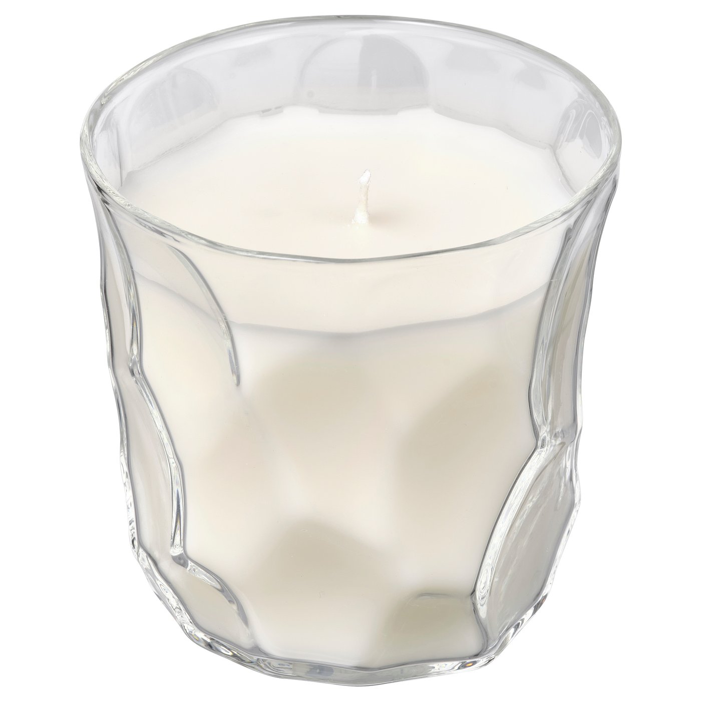 BASTUA Scented candle in glass, Rhubarb elderflower/white, 35 hr IKEA