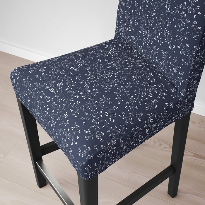 BERGMUND Bar stool with backrest, Ryrane dark blue, 62 cm IKEA