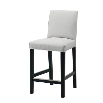 BERGMUND Bar stool with backrest, counter height black/Orrsta light grey, 62 cm