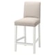 Option: BERGMUND Bar stool with backrest, counter height white/Hallarp beige, 62 cm