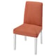 BERGMUND orange chair, sleek design, white legs, polyester fabric.