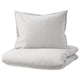 BERGPALM Duvet cover and 2 pillowcases, grey/stripe, 240x220/50x60 cm