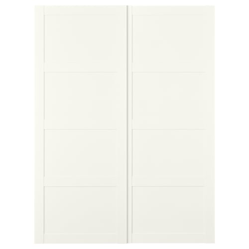 White BERGSBO sliding door: modern square fiberboard with paper foil, minimalist for small spaces.