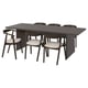 BERGSHYTTAN / STOCKHOLM Table and 6 chairs, dark brown ash veneer/dark brown ash veneer Tresund beige, 240x93 cm