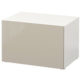BESTÅ Shelf unit with door, white/Selsviken high-gloss/beige, 60x42x38 cm