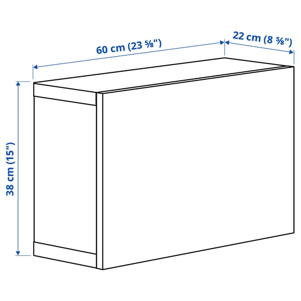 BESTÅ Shelf unit with door, white stained oak effect/Lappviken white stained oak effect, 60x22x38 cm