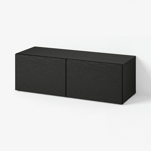 BESTÅ Shelf unit with doors, black-brown/Laxviken black-brown, 120x42x38 cm